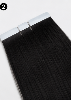 Tape-In Extensions aus Echthaar Standard 4 cm Schwarz #01 45 cm Tape Extensions-01 фото