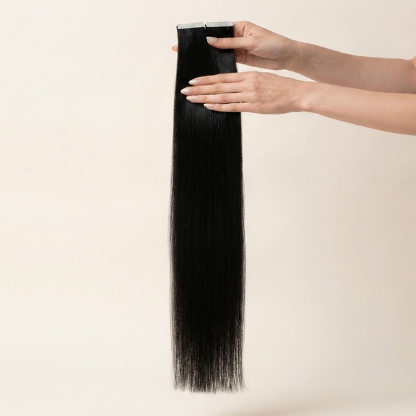 Tape-In Extensions aus Echthaar Standard 4 cm Schwarz #01 45 cm Tape Extensions-01 фото