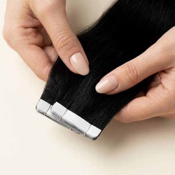 Tape-In Extensions aus Echthaar Standard 4 cm Schwarz #01 45 cm Tape Extensions-01 фото